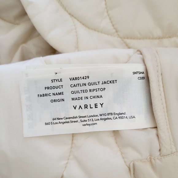$280 Unworn Varley Caitlin Quilted Hooded Jacket in Whitecap Grey - Picture 11 of 11